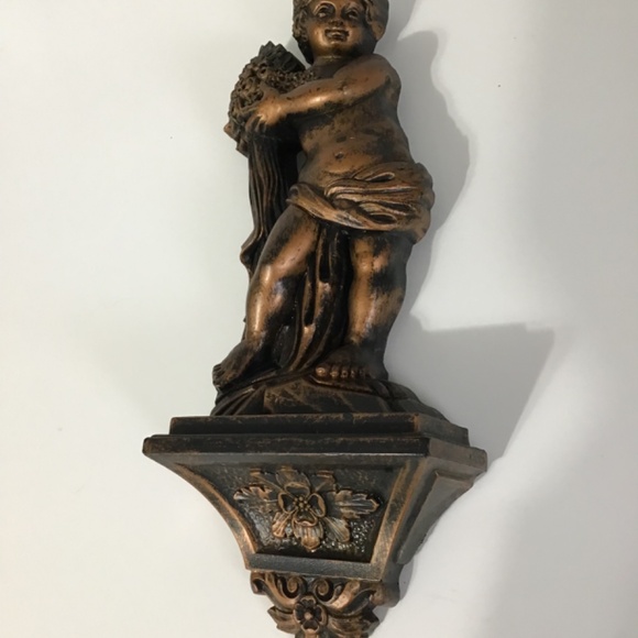 VTG Dart Syroco Cherub Wall Plaque Antiqued Copper Finish - Picture 6 of 8